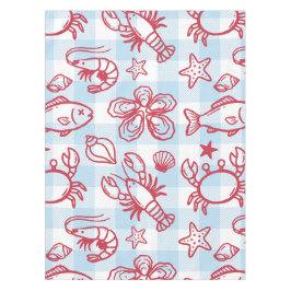 Preppy Coastal Seafood Gingham Kitchen Decor Tischdecke