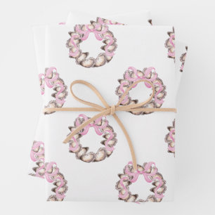 Preppy Coaster Oyster Bow Wreath Weihnachten Geschenkpapier Set