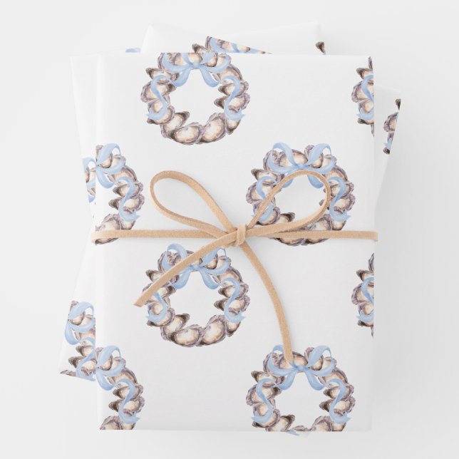 Preppy Coaster Oyster Bow Wreath Weihnachten Geschenkpapier Set (Beispiel)