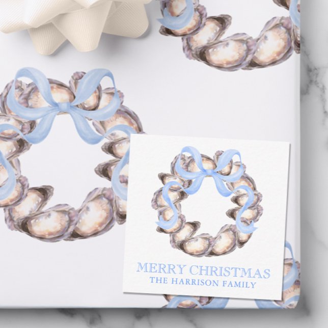 Preppy Coaster Oyster Bow Wreath Weihnachten Mitteilungskarte (Von Creator hochgeladen)