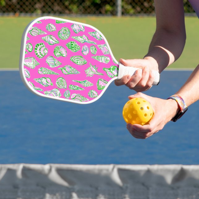 Preppy Coastes Muscheln an der rosa Küste Pickleball Schläger (InSitu)