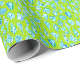 Preppy Coastes Muscheln auf der grünen Kalkküste Geschenkpapier