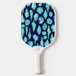 Preppy Coastes Muscheln auf Seeost-Monogramm Pickleball Schläger