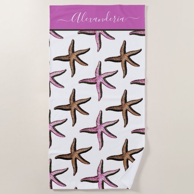 Preppy Coastrosa Sand Starfish Strandtuch (Vorderseite)