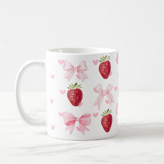 Preppy Coquette Bow Tasse Strawberry Pink Girly
