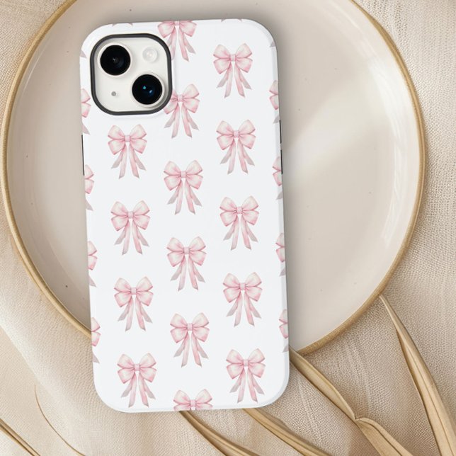 Preppy Coquette Pink Bow Muster Case-Mate iPhone 14 Plus Hülle (iphone case with preppy pink bows by Darling and May)