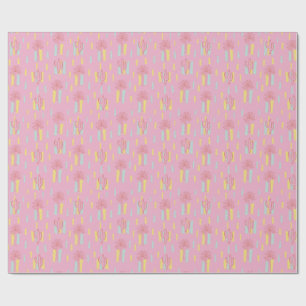 Preppy Coquette Retro Palme Trees & Cactus Pattern Geschenkpapier