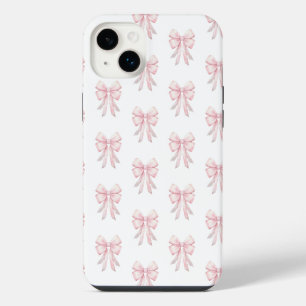 Preppy Coquette Rosa Schleifenmuster iPhone 14 Plus Hülle