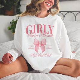 Preppy Coquette Twin Mama Custom Girl Mama Pink Sweatshirt