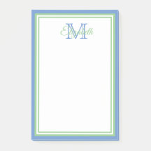 Preppy Cornflower Blue und Sage Green Monogram