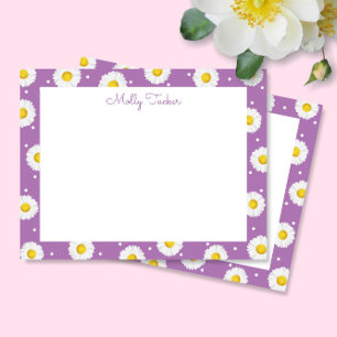 Preppy Daisies Florale Aquarell Lavendel & Gelb Mitteilungskarte