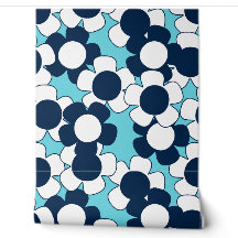 Preppy Daisy Allover Bloom – Navy & Türkis
