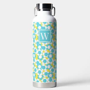 Preppy Daisy Bloom - Gelb & Türkis Monogramm Trinkflasche