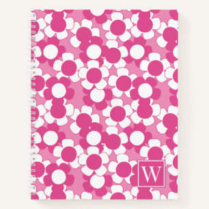 Preppy Daisy Bloom – Hot Pink und Pink Monogram Notizbuch