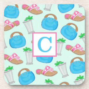 Preppy Derby Mint Julep & Bermuda Bag Monogramm Getränkeuntersetzer