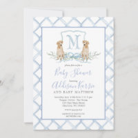 Preppy Dog Wappen Kinderdusche Einladung
