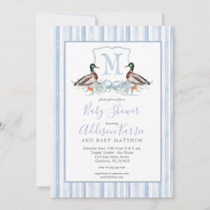 Preppy Duck En vichy Crest Baby shower Invitation