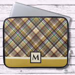Preppy Earth Tones Kariert Laptopschutzhülle<br><div class="desc">Diese sportliche,  karierte Notebook-Tasche wird für ihn oder sie eine der Favoriten sein. Erstellt in zwei Farbtönen,  hauptsächlich braun und goldbraun. Personalisieren Sie einfach den Text des Monogramms im einfachen Zazzle-Editor.</div>