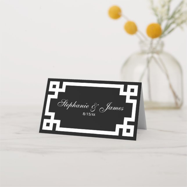 Preppy Elegan White Greece Key Escort Cards Platzkarte (Vorderseite)