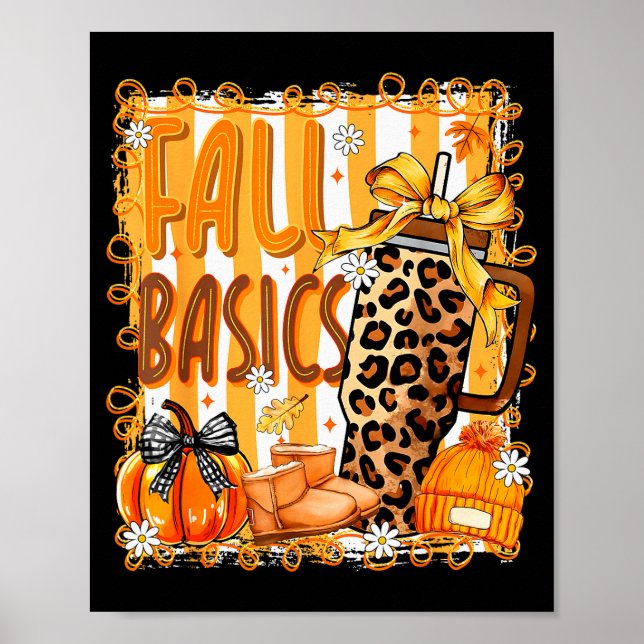 Preppy Fall Basics Coquette Bow Pumpkin Autumn Wom Poster (Vorne)