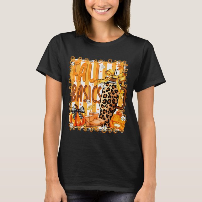 Preppy Fall Basics Coquette Bow Pumpkin Autumn Wom T-Shirt (Vorderseite)