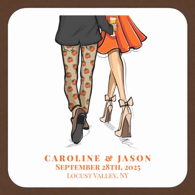 Preppy Fall Couple Shower Hochzeitsdusche Herbst P Rechteckiger Pappuntersetzer (Von Creator hochgeladen)