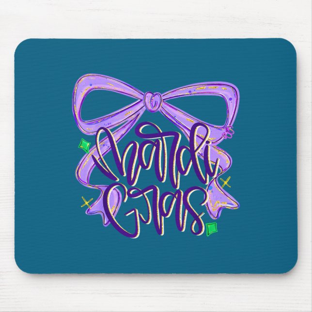 Preppy Fat Tuesday Mardi Gras Coquette Bow Women G Mousepad (Vorne)