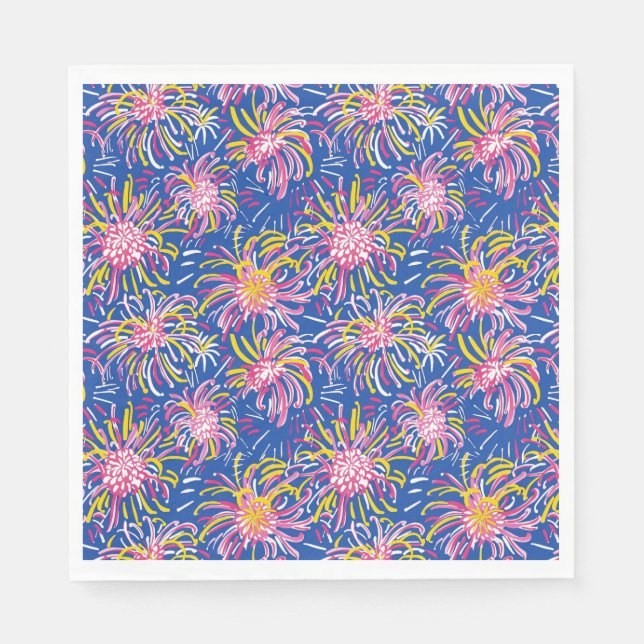 Preppy Fireworks 4. Juli Napkin Serviette (Vorderseite)