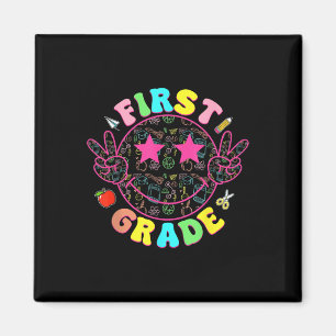 Preppy First Grade Lächeln Gesicht zurück zu Schul Magnet