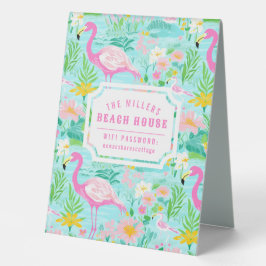 Preppy Flamingo Beach House WLAN-Kennwort Tischaufsteller