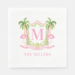 Preppy Flamingo Christmas Wappen Serviette