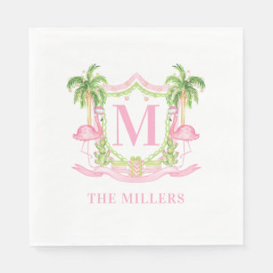 Preppy Flamingo Christmas Wappen Serviette