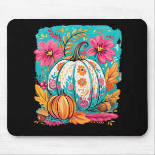 Preppy Floral Fall Pumpkin Herbst Erntedank Coz Mousepad