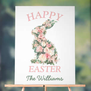 Preppy Floral Pastel rose Lapin de Pâques Personna