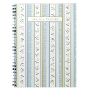 Preppy Floral Strip Personalisiertes Notebook Notizblock