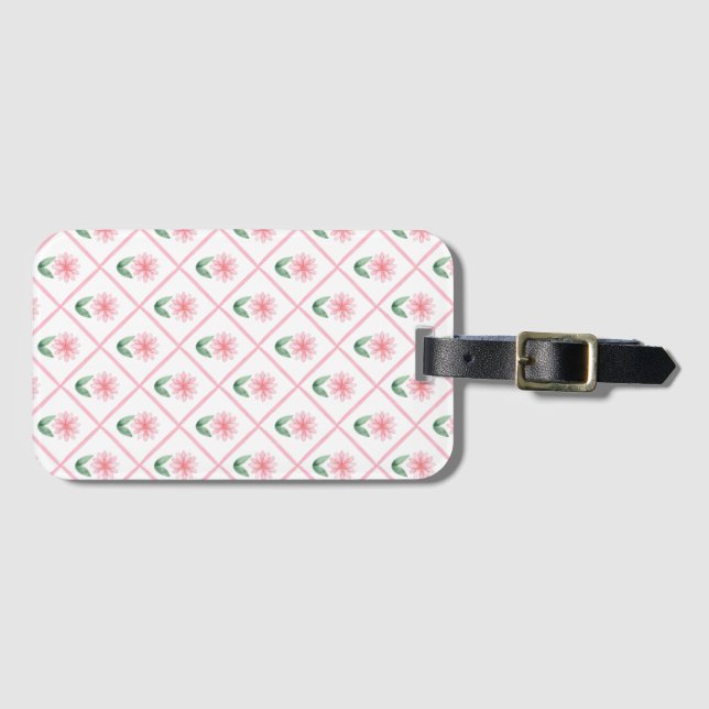 Preppy floral trellis grandmillenial gepäckanhänger (Vorderseite (Horizontal))