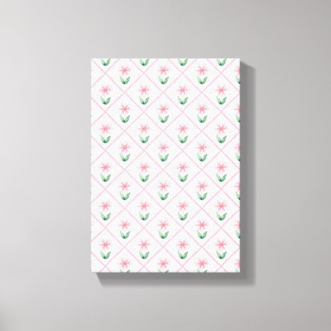 Preppy floral trellis grandmillenial leinwanddruck (Vorderseite)