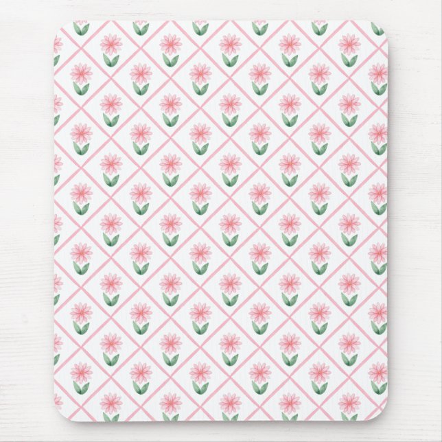 Preppy floral trellis grandmillenial mousepad (Vorne)