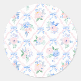 Preppy Floral Wasserfarbband Bogen Runder Aufkleber