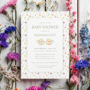 Preppy Florale Frühling Sommer Blumen Baby Shower Einladung