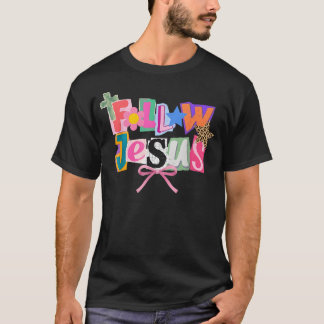 Preppy Follow Jesus Collage Y2K Coquette Glaube T-Shirt