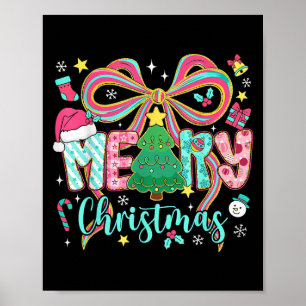 Preppy fröhlichen Coquette Bow Pink Weihnachten Poster