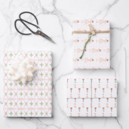 Preppy für Mädchen Rosa Weihnachtsnussknacker Geschenkpapier Set