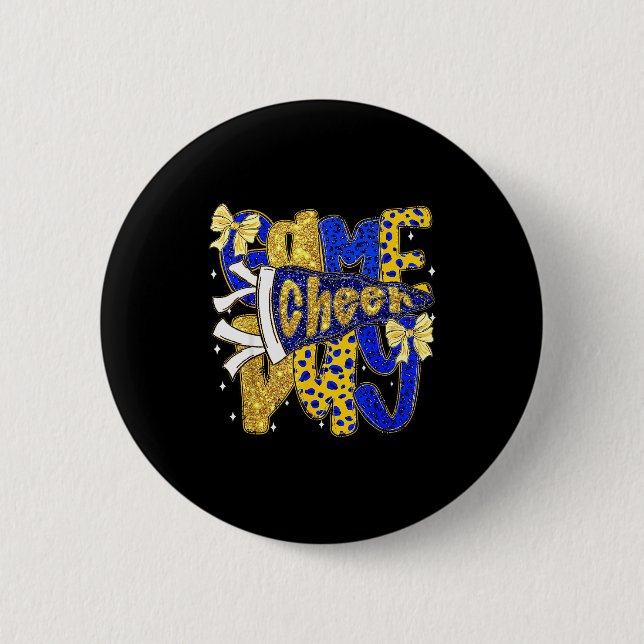 Preppy Game Day Football Mom Pennant Flag Cheer Bl Button (Vorderseite)