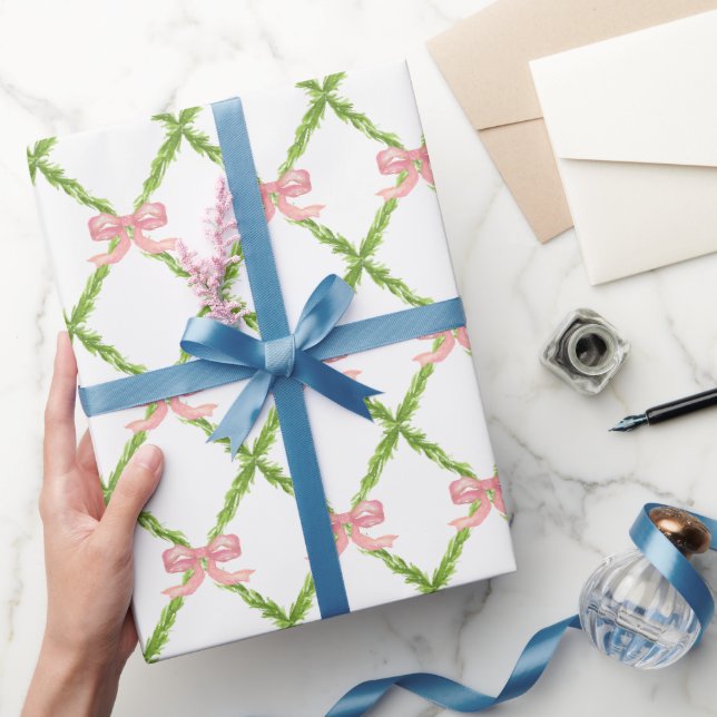 Preppy Garden Trellis mit rosa Bows Geschenkpapier (Schenken)