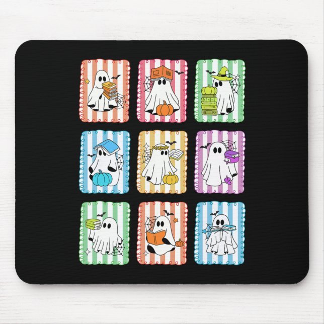 Preppy Ghost Reading Books Lehrer Halloween Libra Mousepad (Vorne)