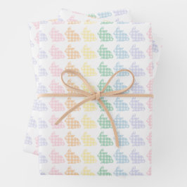 Preppy Gingham Oaster Bunnies Pastel Geschenkpapier Set