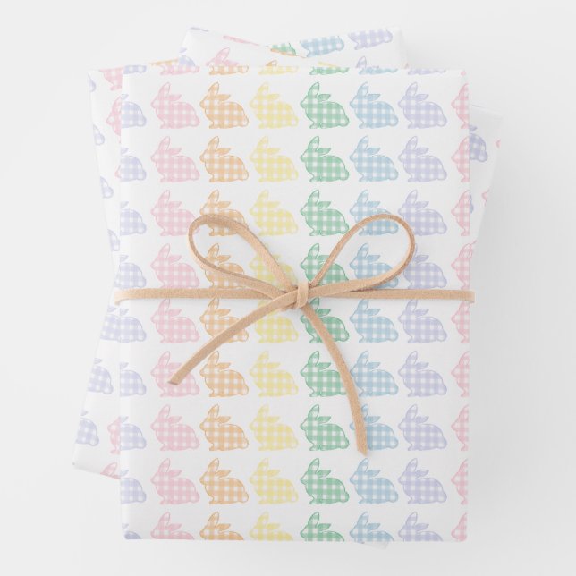 Preppy Gingham Oaster Bunnies Pastel Geschenkpapier Set (Beispiel)
