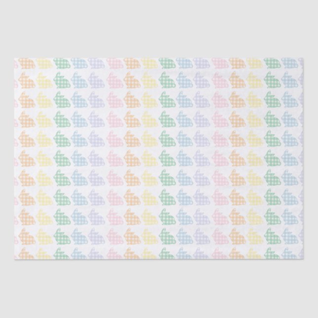 Preppy Gingham Oaster Bunnies Pastel Seidenpapier (Vorderseite)