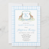 Preppy Giraffe Wappen Kinderdusche Einladung